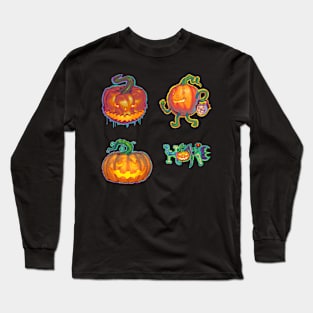 Halloween Jack O' Lantern Sticker Pack Long Sleeve T-Shirt